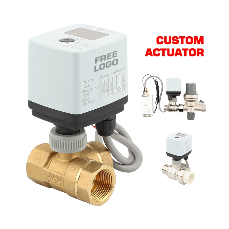 Smart DC24V Electric Actuator Ball Valve Multifunctional Brass with Plastic Water ODM Room Temperature Household Kitchen DN25