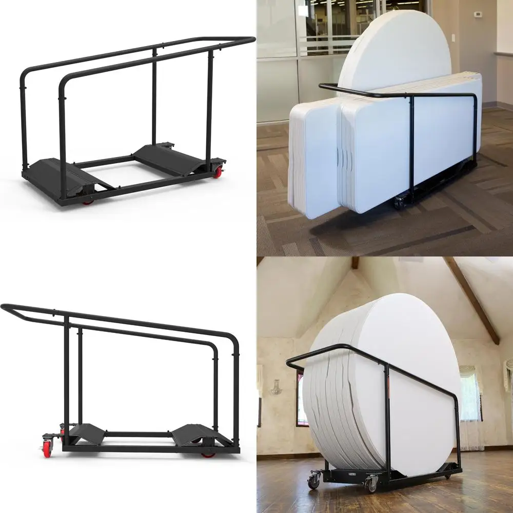 عربة طاولة قابلة للطي 80339 باللون الأسود للاستخدام مدى الحياة