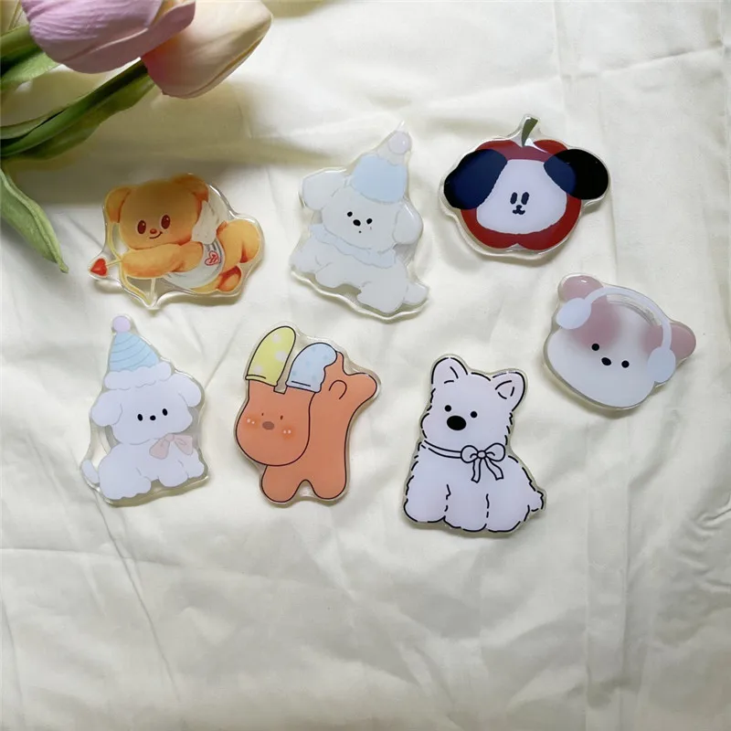 

Cat Dog Puppy Kitty Mobile Phone Holder Stand Fold Finger Grip Bracket Accessories Socket For iPhone 15 16 17 Xiaomi Holder