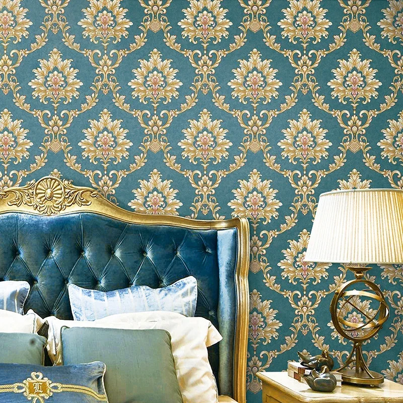 3D Embossed Wallpaper Continental Damascus Wall Paper Floral Wallcovering Bedroom Waterproof Pvc Papel De Parede Roll