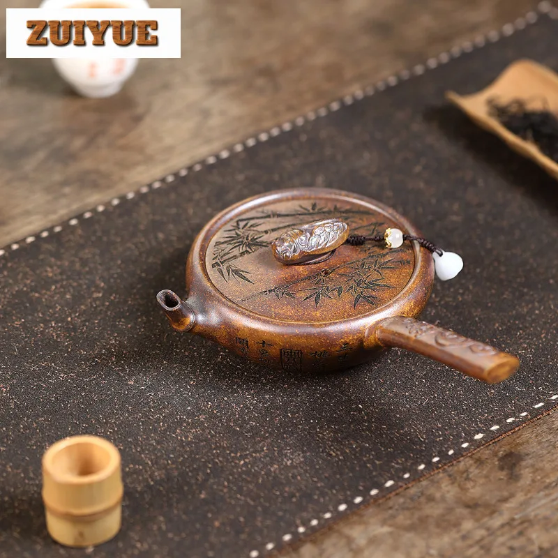 

180 мл Ретро Исин Фиолетовые Глиняные Чайники Ручной Работы Тан Юй Горшок Сырой Руд Киль Золотой Песок Грязь Чайник Китайский Чайник Цзыша Набор Посуда