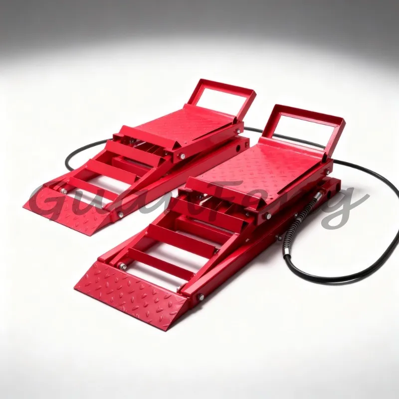 2T Adjustable Tilt Steel Car Lift Ramp, Hydraulic Car Lifting Ramp Quick Auto Repair Tool