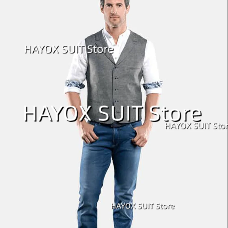 

Classic Men's Suit Vest Lapel Single Breasted Sleeveless Jacket Slim Fit Business Formal Wedding Chalecos