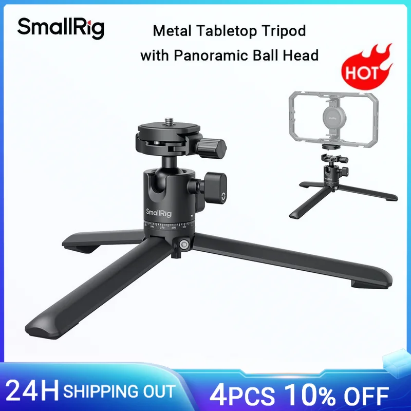 SmallRig Metal Tabletop Tripod with Arca-Swiss Quick Release Plate & Panoramic Ball Head for DSLR Action Camera Smartphones 4630