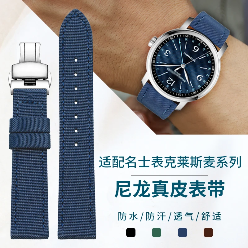 Correa de reloj de nailon de lona compatible con relojes Baume & Mercier de la colección Classima para hombre (correa de reloj de cuero genuino)