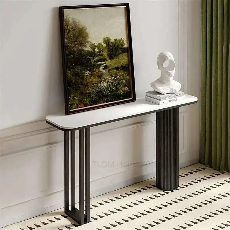 

Italian Light Luxury Slate Console Table Modern Simple Corridor Entrance Cabinet Against The Wall Home Entryway End View Table Z