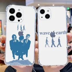 W-Wave To E-Earth summer flows Phone Case For iPhone 16,15,14,13,12,11 Plus,Pro,Max,XR,XS,X,8,SE,Mini Transparent Silicone Soft