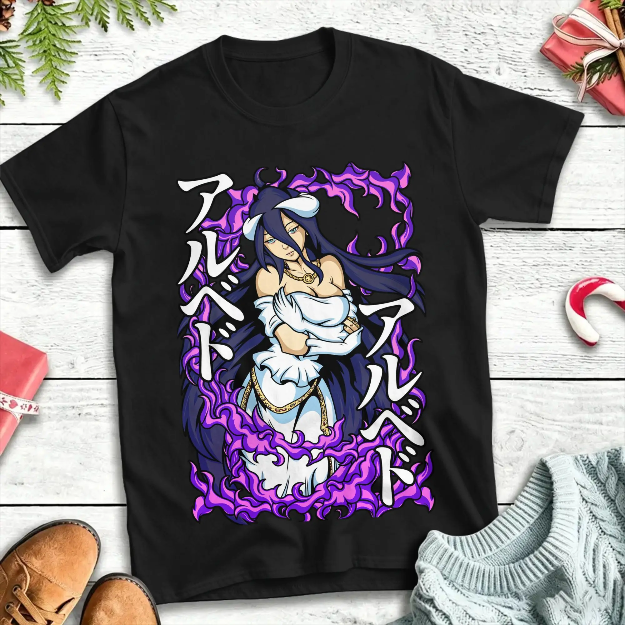 Camiseta Manga Longa Overlord Albedo para Homens e Mulheres, Moda Verão, Camiseta Vintage 100% Algodão, Tamanhos Grandes até 6XL
