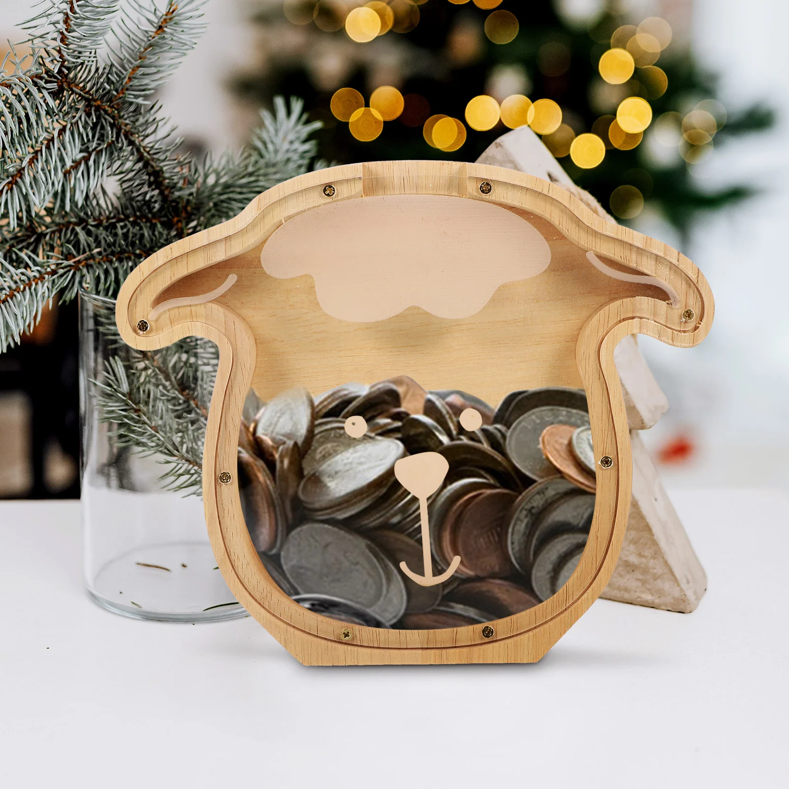 Schattig konijn muntbankje voor kinderen houten geldbesparende doos diervormige spaarpot decoratieve huishoudelijke organisator cadeau voor jongens