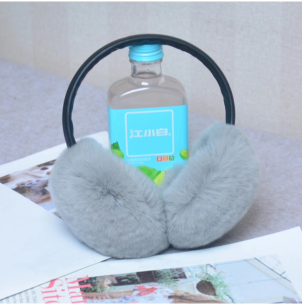 Rex Rabbit Fur Hang Ear Cover Warm Winter Earmuffs Headwear Ear Muffs Fur Earmuffs Cold Ear Warmer Fold Ear Protection Headband