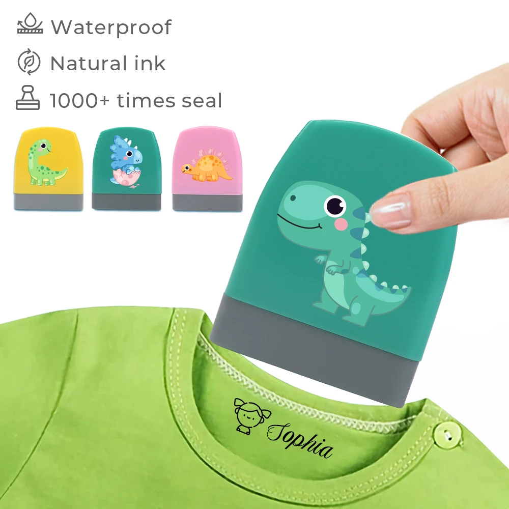 1pc Personalize Custom Name Stamp Dinosaur Pattern Featuring Waterproof And Non-Fading Paint Ideal for Labeling Cartoon Clothing