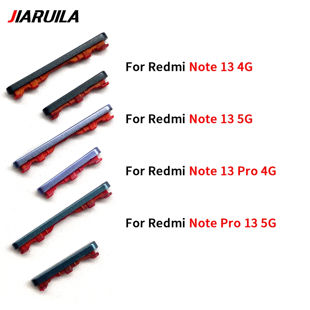 10Pcs/Lot Excellent Power Volume Side Buttons For Xiaomi Redmi Note 13 Pro 4G 5G On Off Small Side Keys Repair Parts