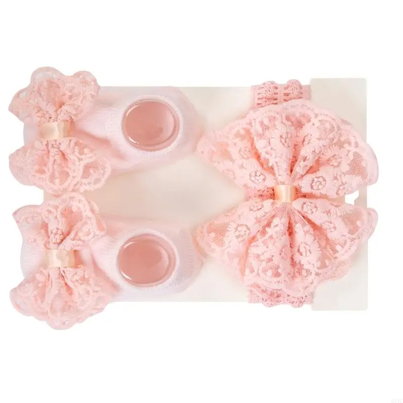 مجموعة جوارب A5YC قابلة للتعديل للأطفال بعقدة على شكل فيونكة مانعة للانزلاق للرضع من عمر 0 ​​إلى 12 شهرًا