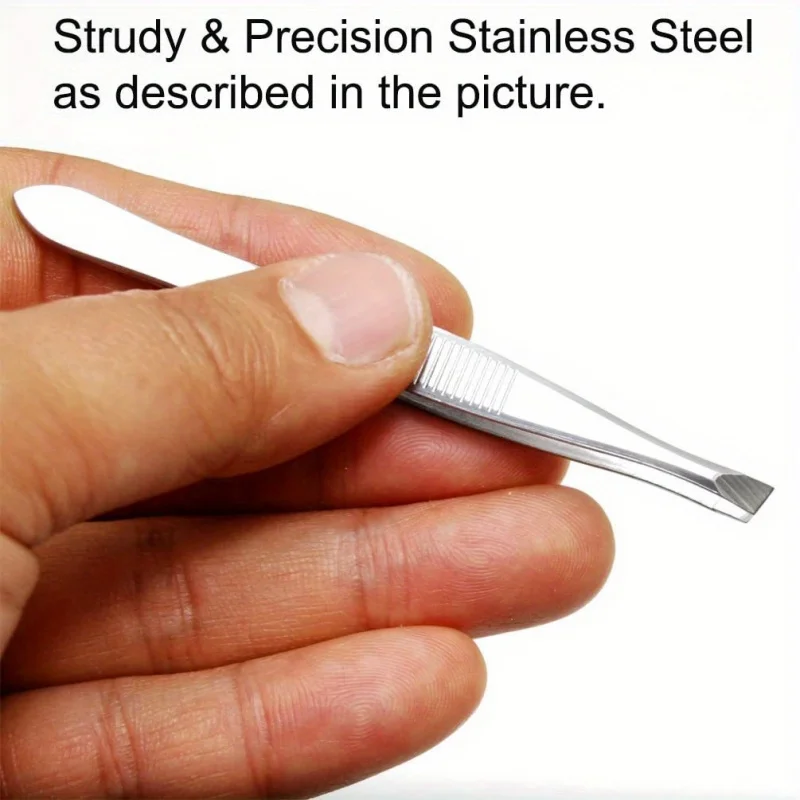 3 pcs Slant Tweezers - Precision Stainless Steel Slant Tip Tweezers Plucker for Hair and Eyebrows Personal Care (Silvery Tone)