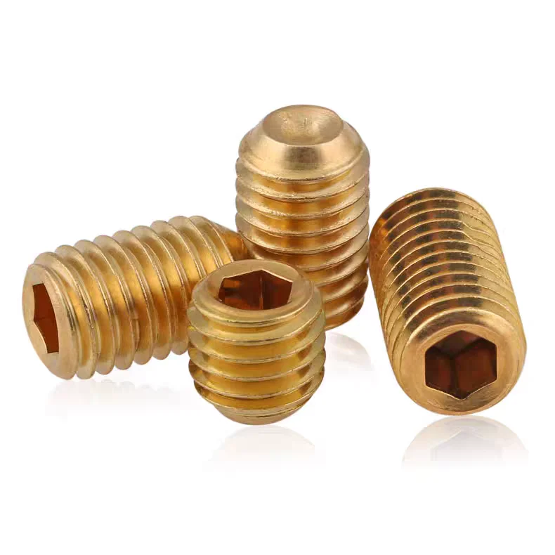 M2-M12 Brass Headless Allen Set Screws DIN916 Cup Point Hex Socket Grub Screws Industrial Fixed Fastening Bolts