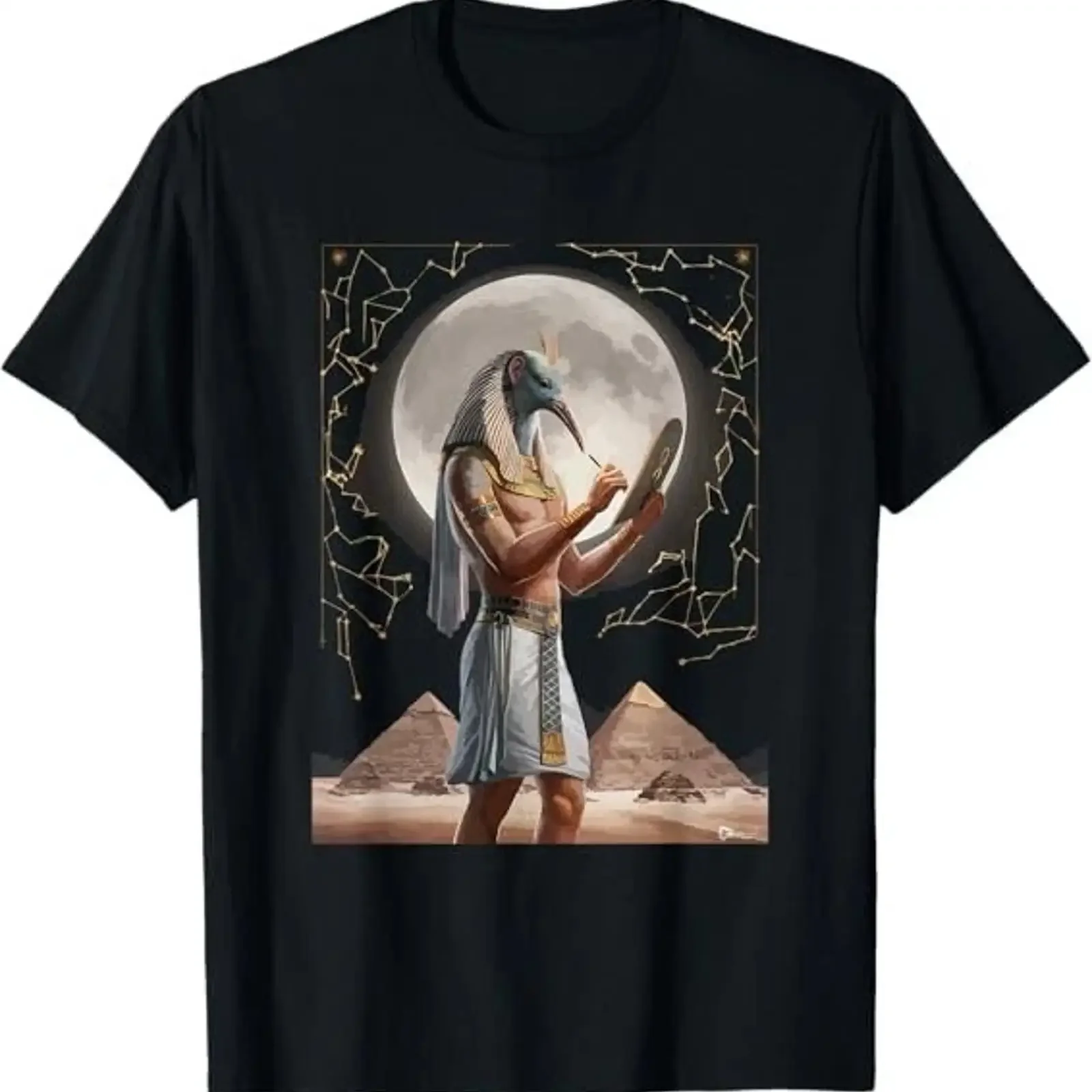 NEW Thoth Egyptian God Mythology Pyramid Ancient Egypt T Shirt S 3XL vintage Washed Breathable graphic fashion Casual Stretched