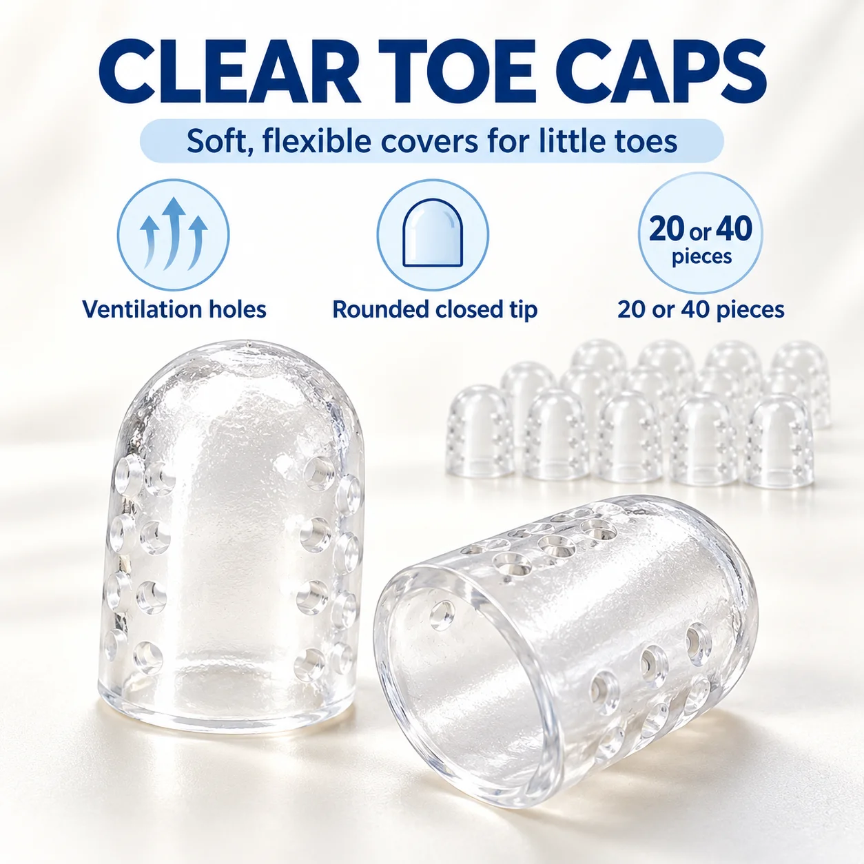 20/40pcs Breathable Toe Protector Caps Soft Flexible Clear Little Toe Covers Anti Friction Foot Care Sleeves for Adults