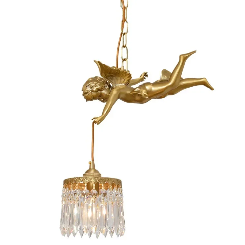 

French all-copper angel, chandelier medieval romantic bedroom dining room, bedside crystal chandelier