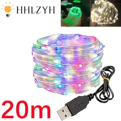 1m/10m/20m LED USB Luci Della Stringa di Rame Filo di Argento Ghirlanda di Luce Impermeabile Fata Luci Per La Decorazione Della Festa Nuziale Di Natale