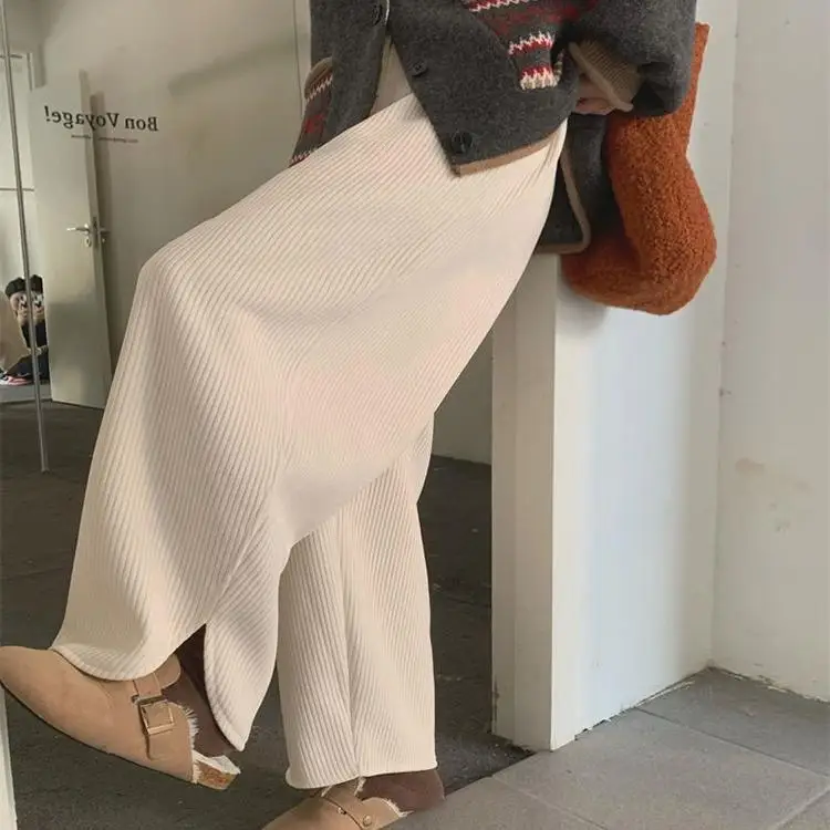 

plus Size High Waist Floor Length Casual Pants Elastic Waist Open Split Petal Sle Pumpkin Pants Autumn Wear for Women