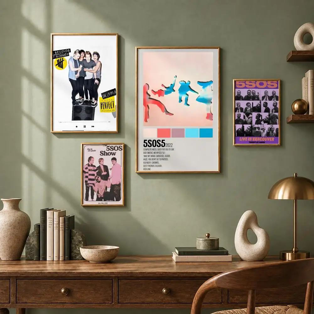 Popular Band 5 Seconds of Summer Poster HD Self-Adhesive No Residue After Removal Ideal for All Kinds of Wall Decor