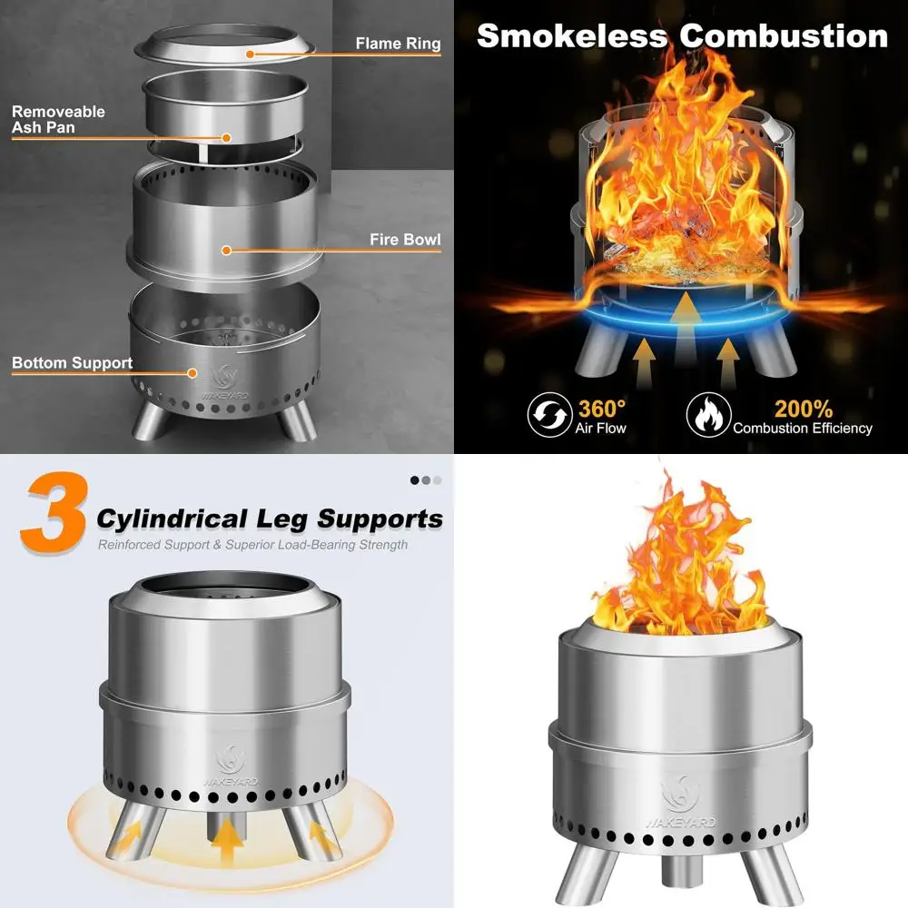 

15-дюймовый портативный уличный гриль-коптильня с огнивщиком и сумкой для переноски, из нержавеющей стали, легко устанавливается и хранится, серебристый