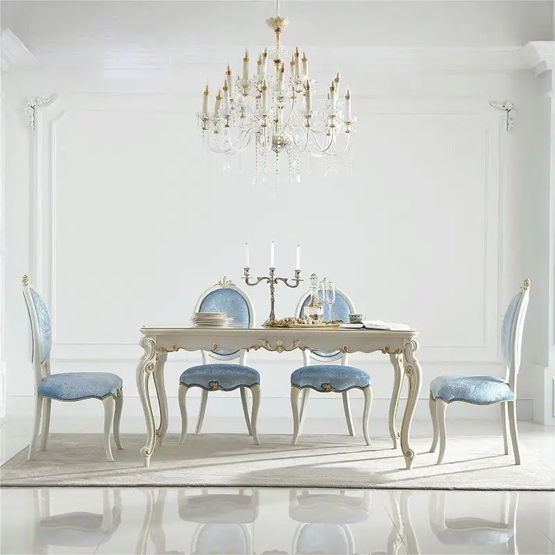 European style pastoral dining table and chair combination