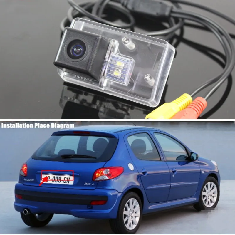 Cámara de aparcamiento de respaldo de coche para Peugeot 206 207 306 307 308 406 407 5008 Partner Tepee cámara de visión trasera de coche HD CCD visión nocturna