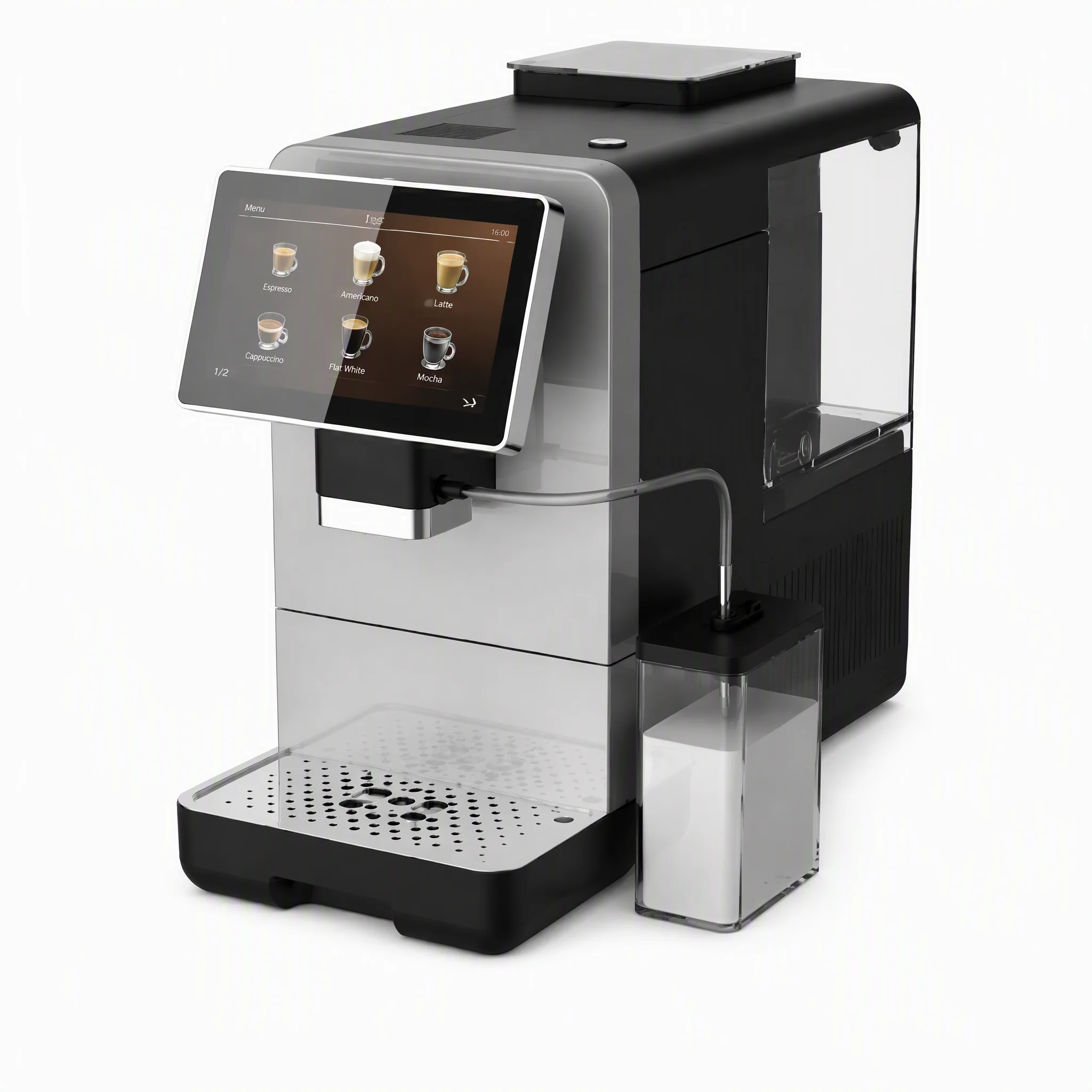 Fully Automatic Espresso Machine with Grinder 19 Bar Pump Stainless Steel Bean to Cup Coffee Maker for Cafe Office