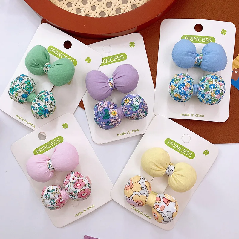 

2023 New Korean Style Headwear Three-Dimensional Cotton Filled Floral Bow Children's Hair Clips Fabric Cloth Hair Accessories