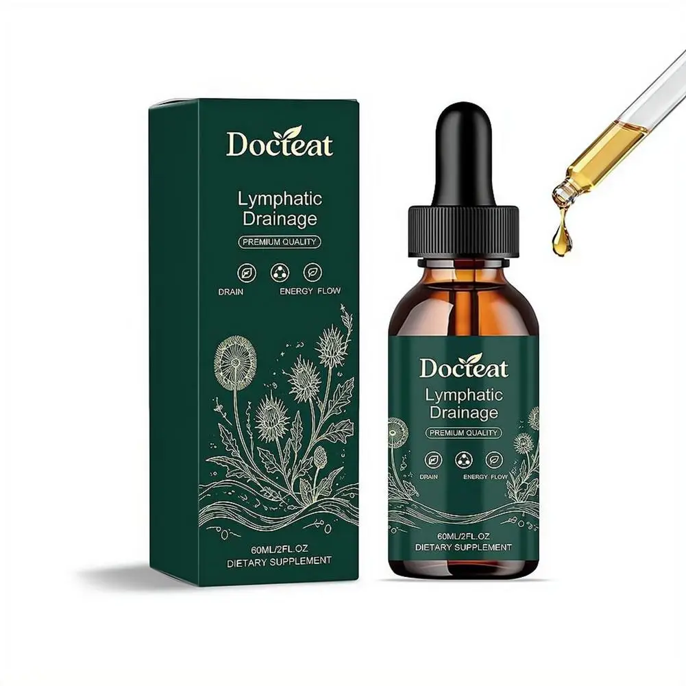 Docteat Lymphatic Drainage Serum Drops 60ml, Mullein Leaf Extract 30000mg for Circulatory Support and Daily Body Care