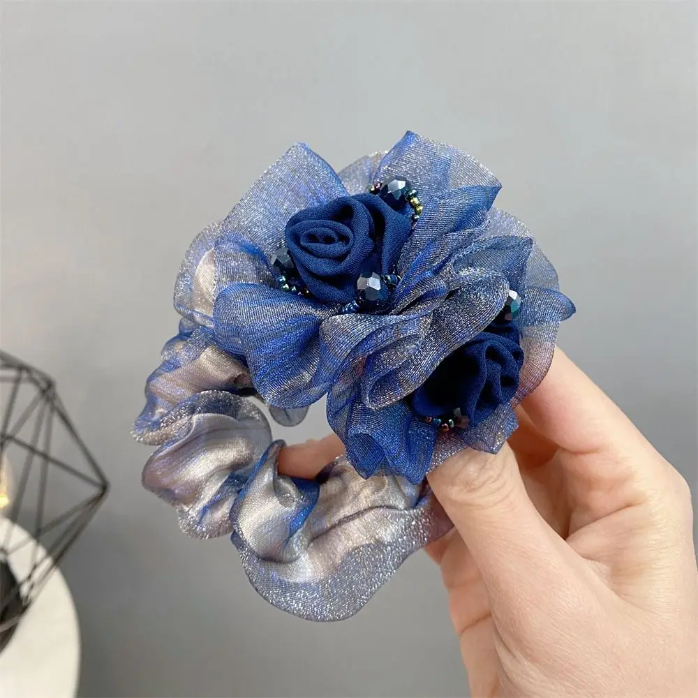 Pferdeschwanz Halter Kristall Perle Allgleiches Seide Garn Gummiband Weibliche Haar Zubehör Blume Haar Seil Koreanischen Stil Kopfbedeckungen