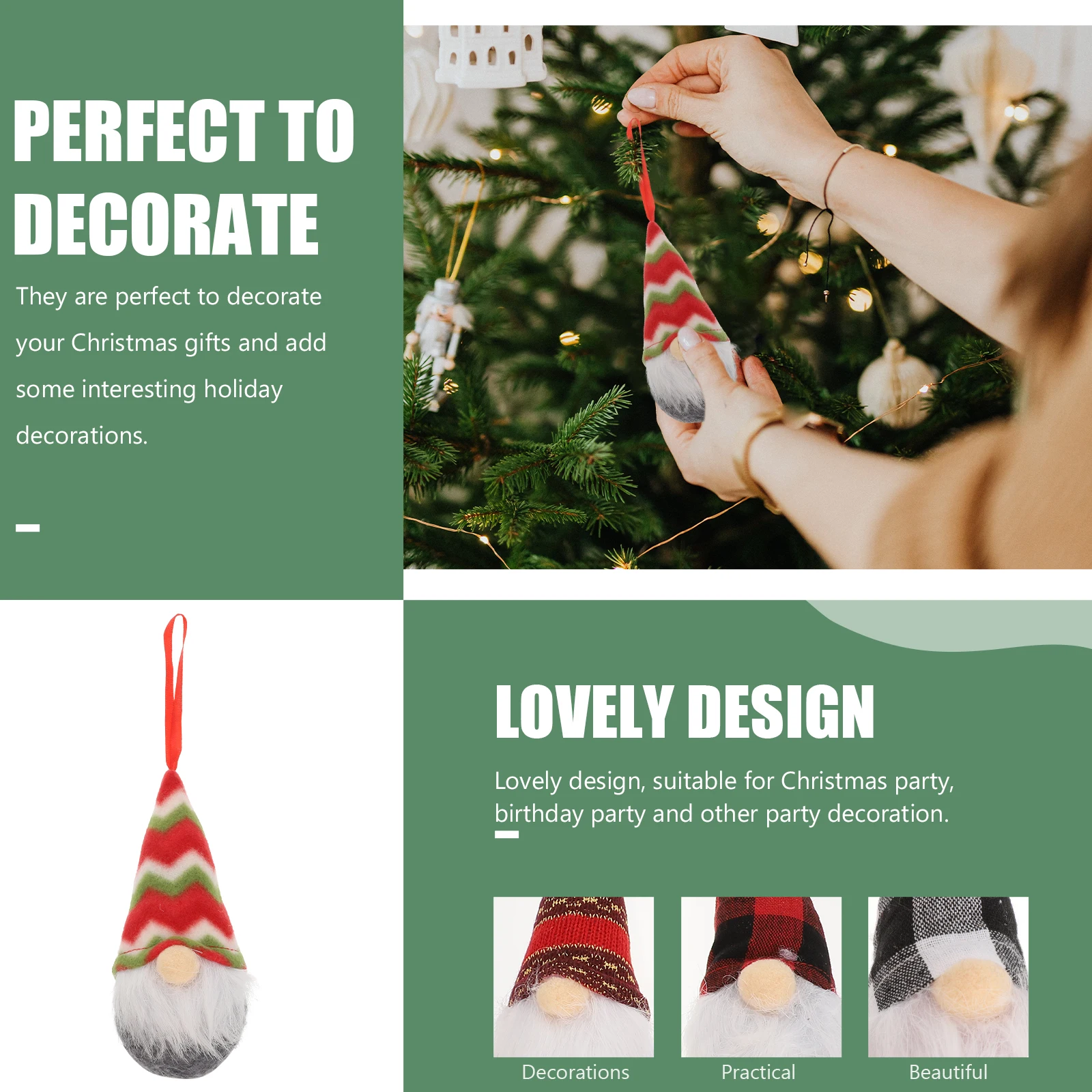 

8Pcs Faceless Pendant Unique Design Excellent Workmanship Indoor Use Decor Faceless Pendant Christmas Tree Ornament