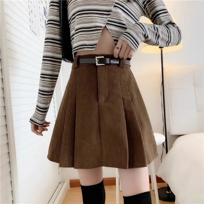 Vintage Spicy Girl High-Waisted Mini Dress Women's Clothing Petite A- Line Skirt Versatile Slimming Autumn Winter