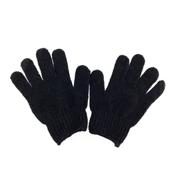 Pair of Black Bath Gloves for Shower and Exfoliating Durable Acrylic Fibers Stimulate Blood Circulation