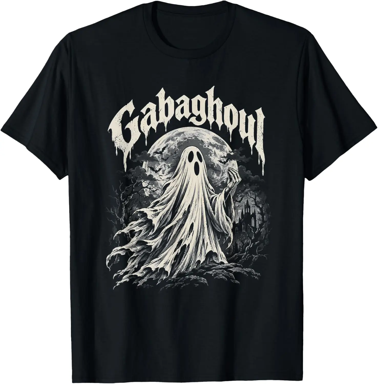 Gabaghoul Ghost Halloween Funny Italian Gabagool Ghoul T-Shirt Breathable, heavyweight pure cotton short-sleeve top—stylish, plus-size, and suitable for year-round wear with a sporty, casual vibe