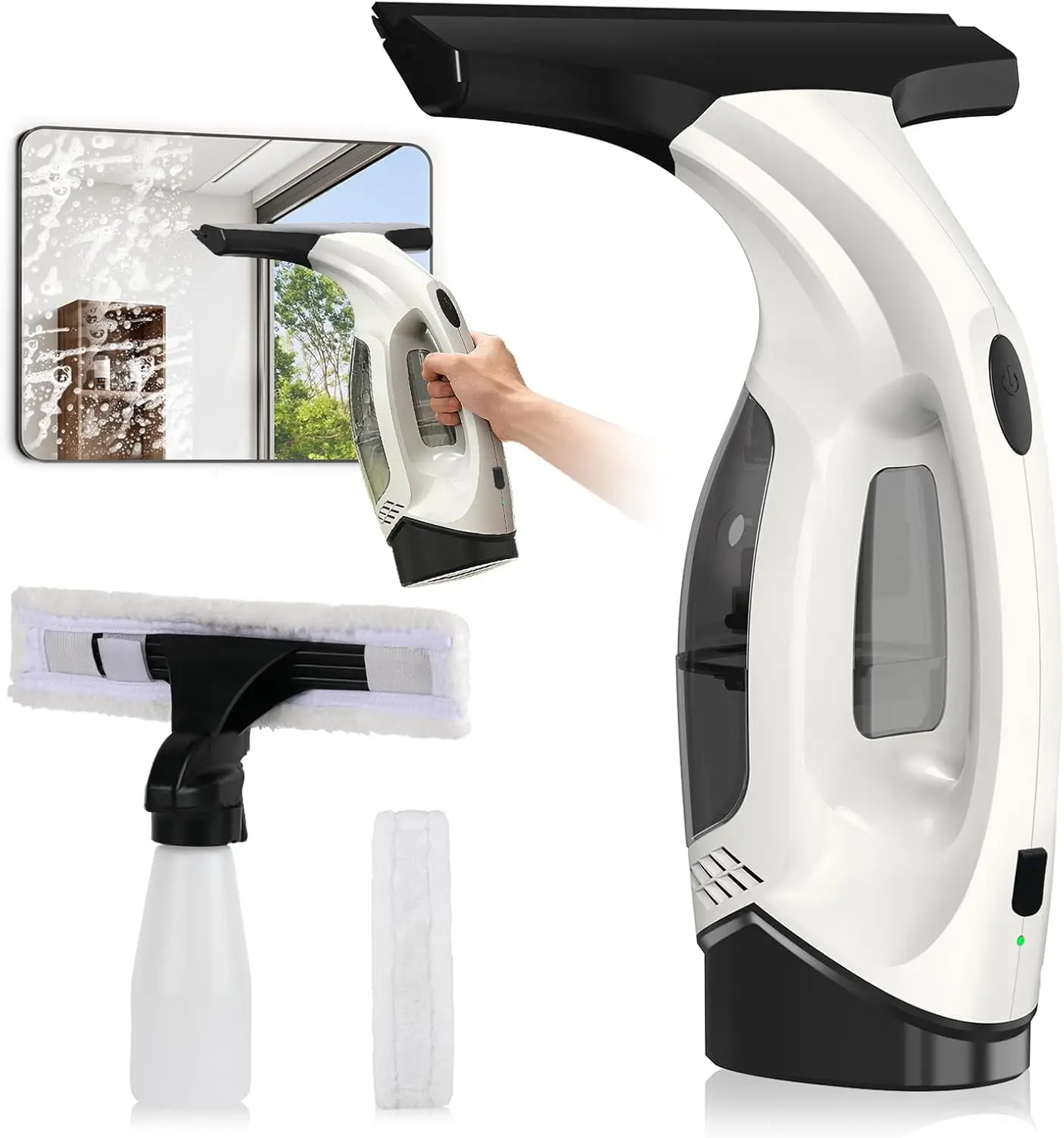 

Cordless Window Vacuum Squeegee, 2000Pa Strong Suction, 2200mAh Battery, 150ml Tank, 280mm Wide Blade, Multi-Surface Cleaner (Beige)