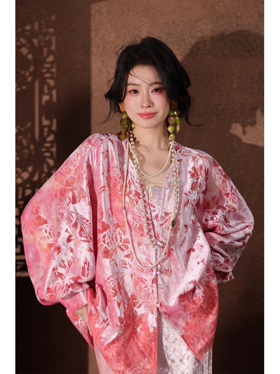 

Dangdang Somes Golden Silk Velvet irt Women's Loose Fit Long Sve Floral Embroidery Open Cardigan Sle Breathable Comfor...