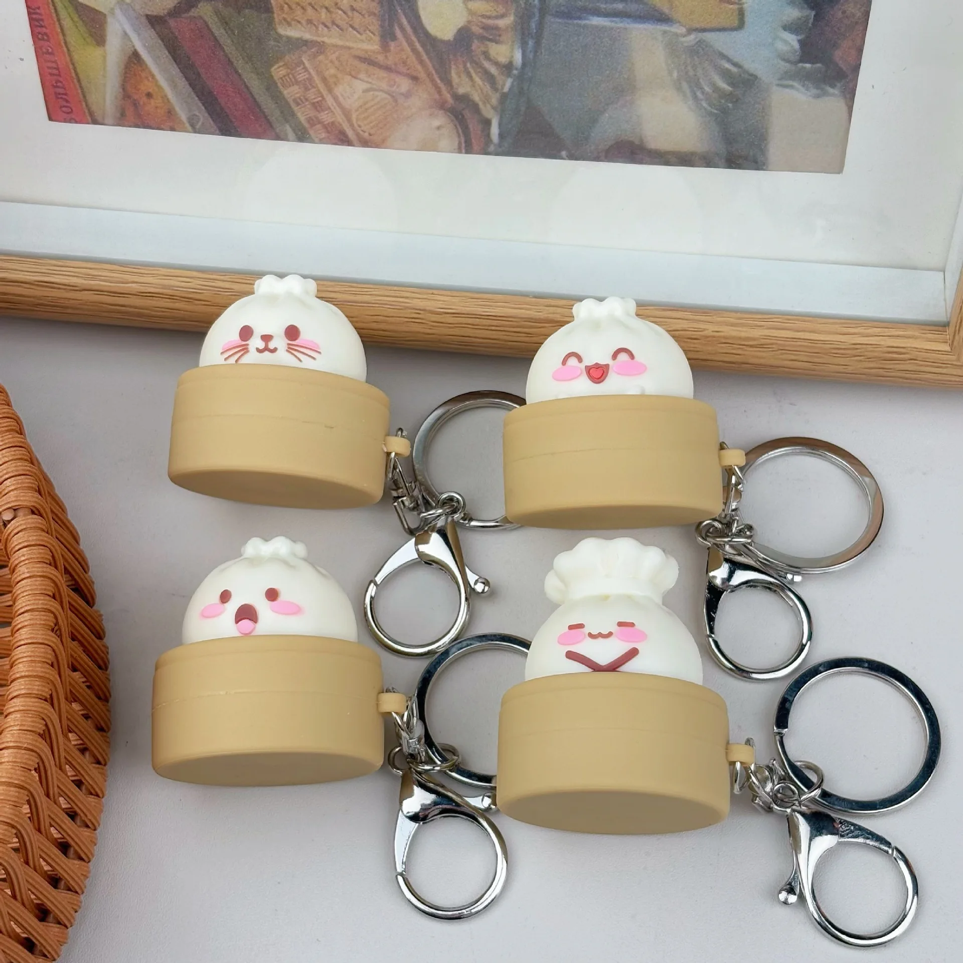 hot Bollo al Vapor Colgante de Mantou para Alivio del Estrés, Amuleto para Mochila, Regalo Fidget de Descompresión para Adultos