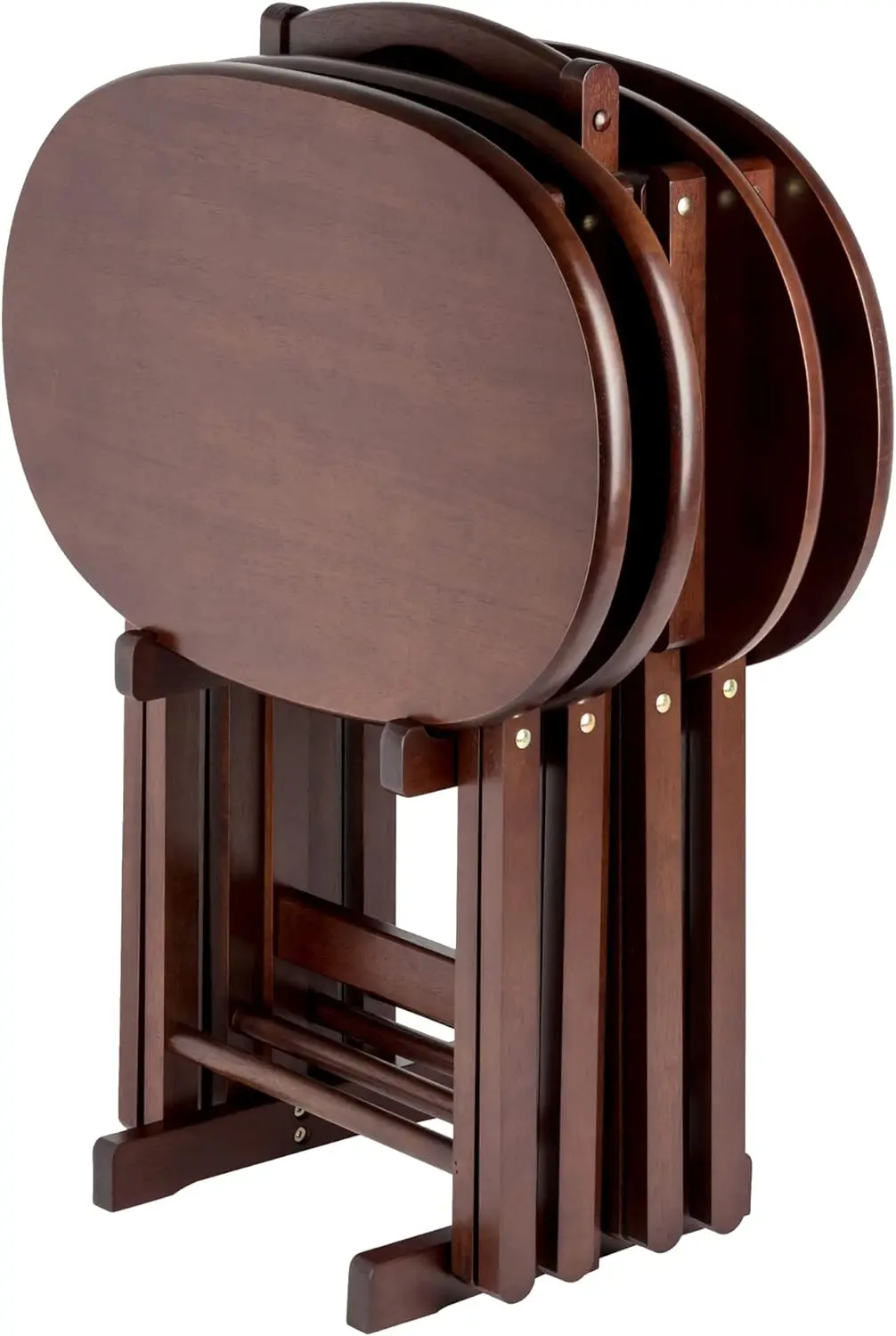 Snack Table Set with Stand for Living Room, 26", Cappuccino, Set of 4 Tables