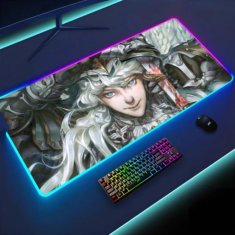 Alfombrilla de ratón de Anime b-berserk XXL RGB para juegos, alfombrillas de ratón HD, accesorios de Gamer negros, LED grande