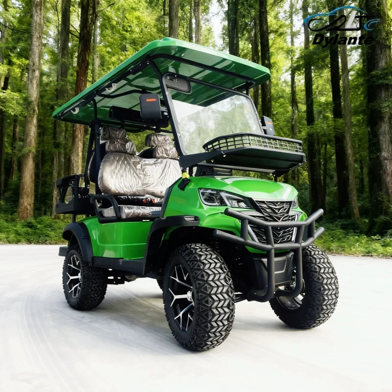 Factory Direct Sales Chinese Golf Cart Motorized Electric Golf Cart Golf Buggy Black Upholstered Seat Golf Bag Straps And Basket