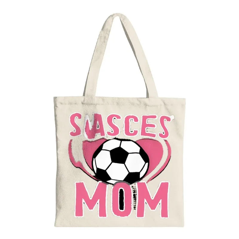 

Сумка-тоут SACSES MOM для футбольного мяча - стильная холщовая сумка с розовым сердечком, идеально подходит для шопинга, путешествий и вечеринок