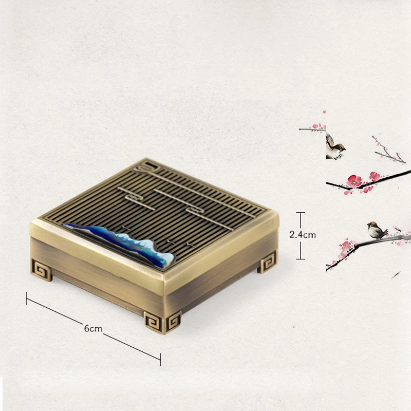 Qianlijiangshan Colorful Square Incense Burner Home Decoration Sandalwood Coil Agarwood Incense Holder Tea Room Ornaments