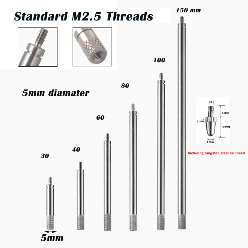 6 Pcs Dial Indicator Extension Rod Set with Lifting Lever 30-150mm Measuring Accessories