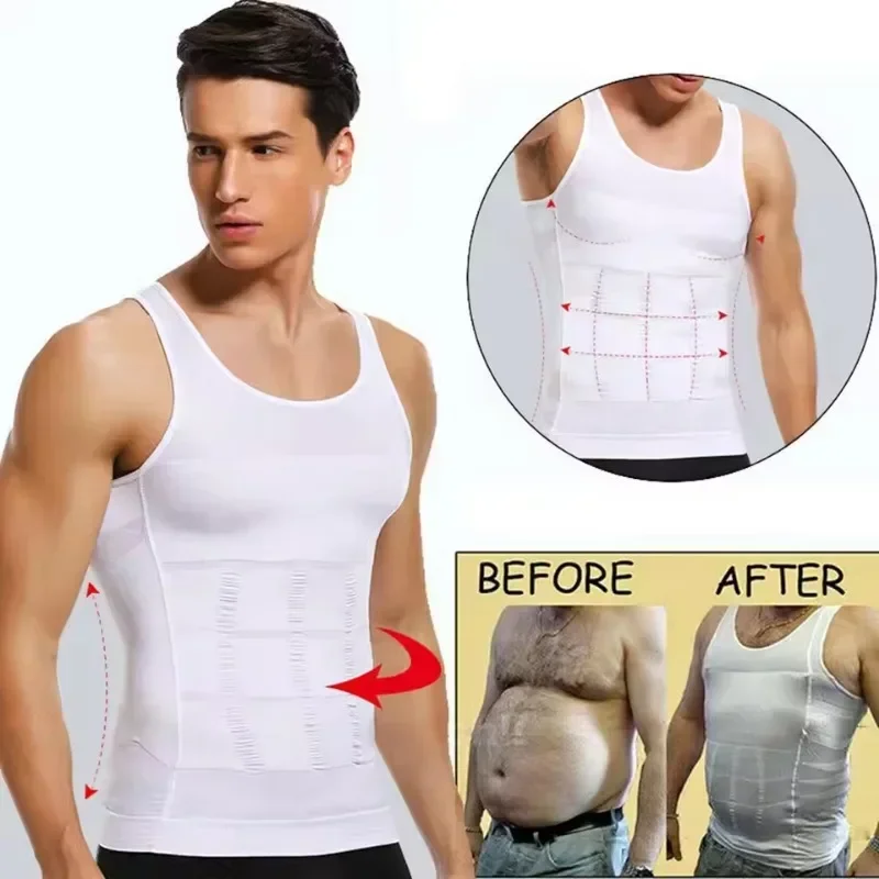 Men's Compression Body Shaper Tank Top, Slimming Vest Abs Abdomen Slim Gym Workout Tummy Control Compression Tank Top Shapewear