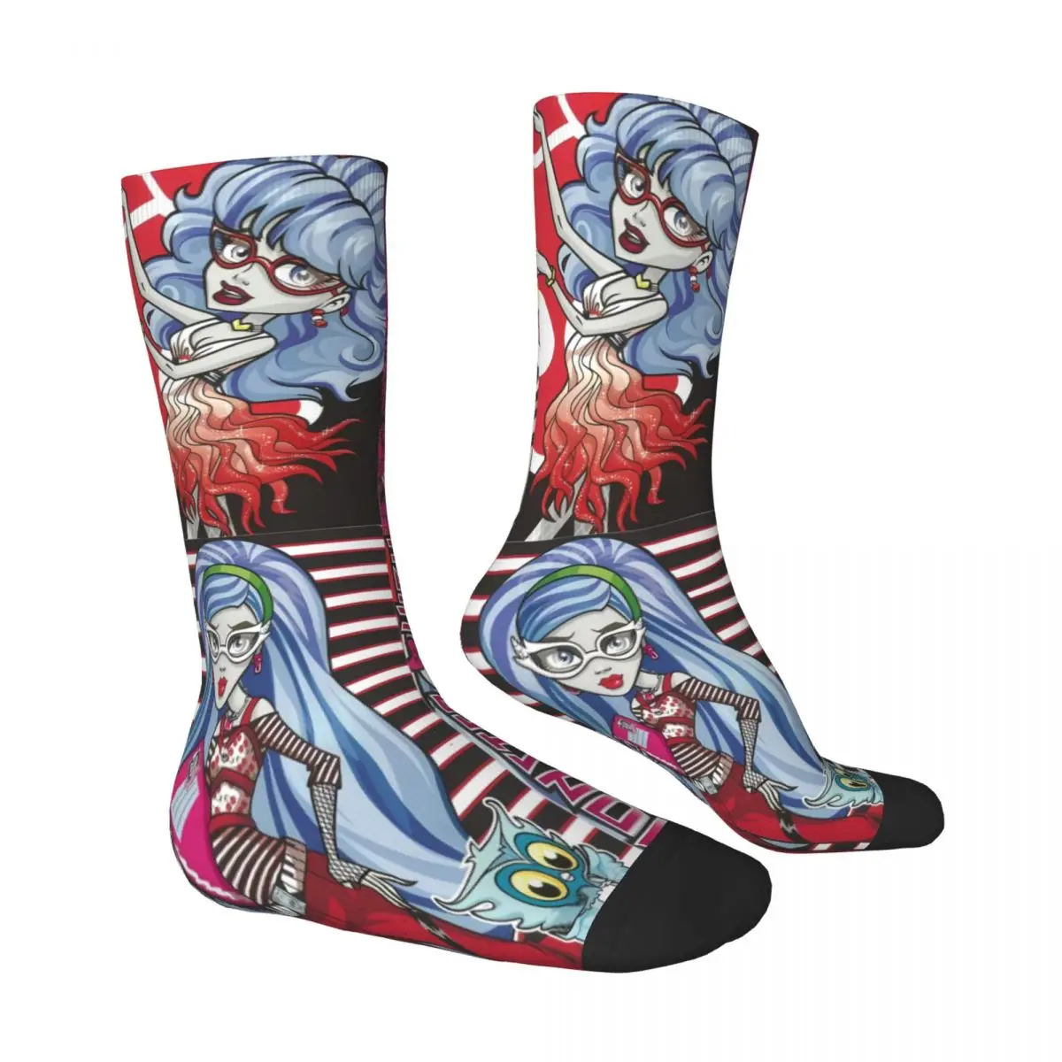 Monster high bonecas colagens meias kawaii meias outono anti skid meias masculinas confortáveis gráfico skate meias