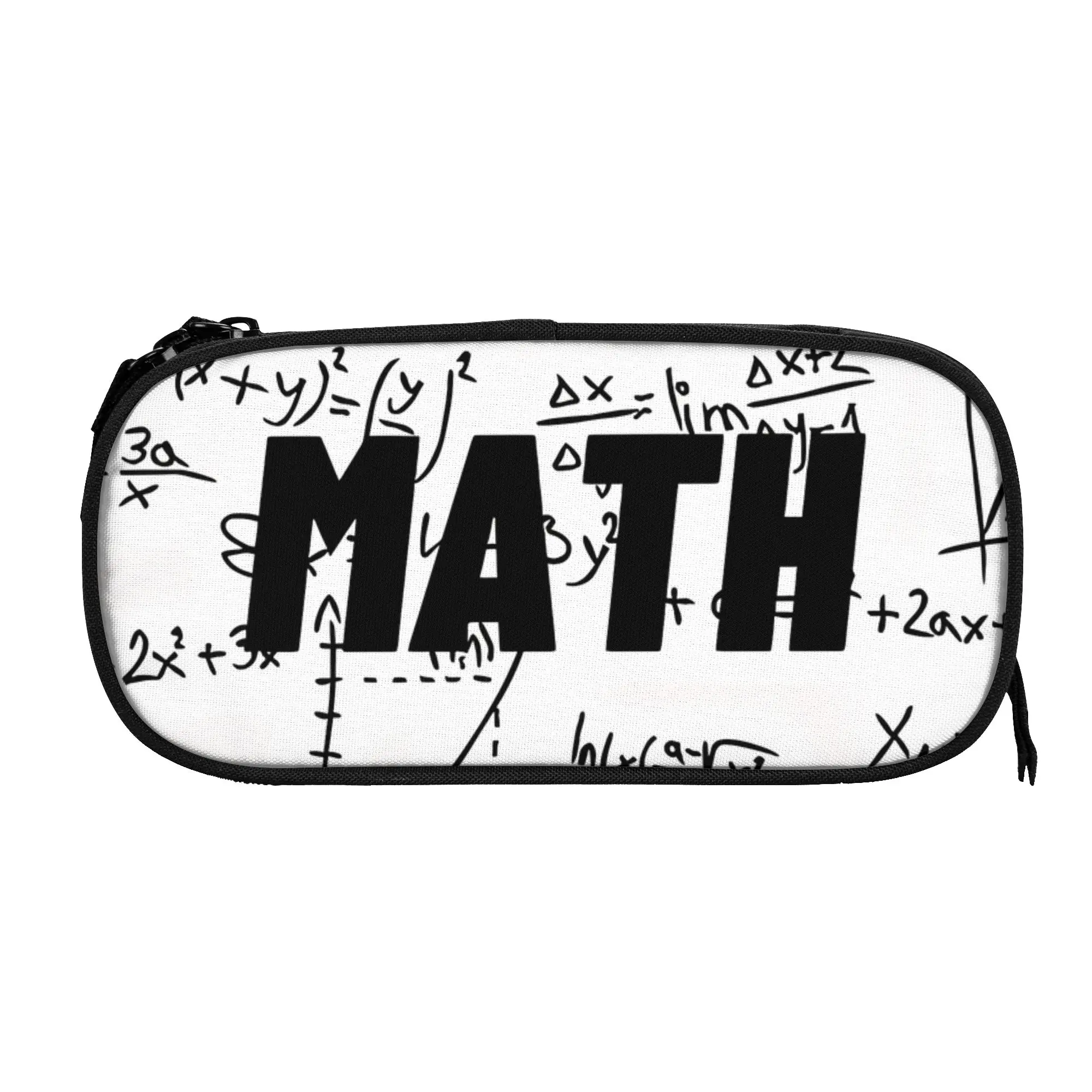 1 piece Stylish Lovers Math Teacher White Pencil Case Student Pen Bag Mathematics Office Stationery Bag