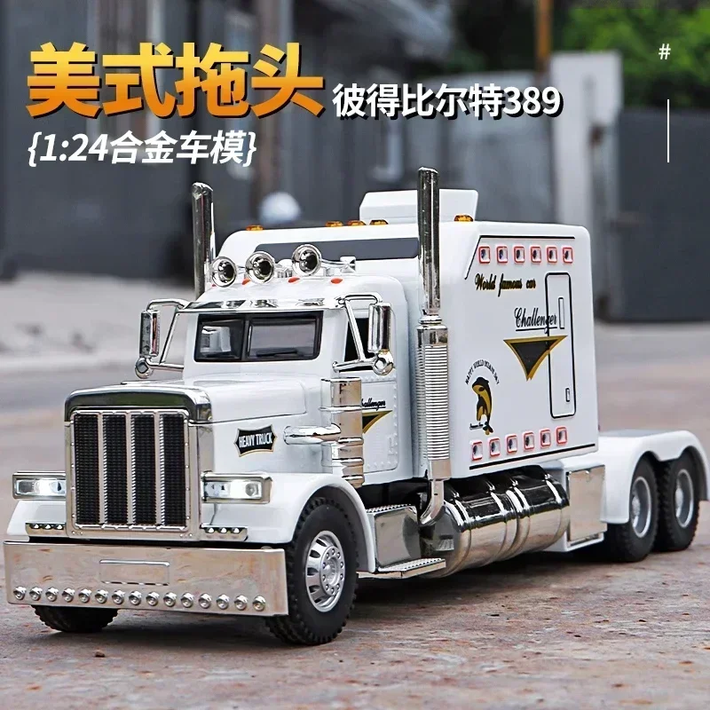 1:24 PETERBILT 389 camion lourd tracteur jouet modèle alliage moulé sous pression son lumière retirer modèle camion garçons jouet cadeaux Collection