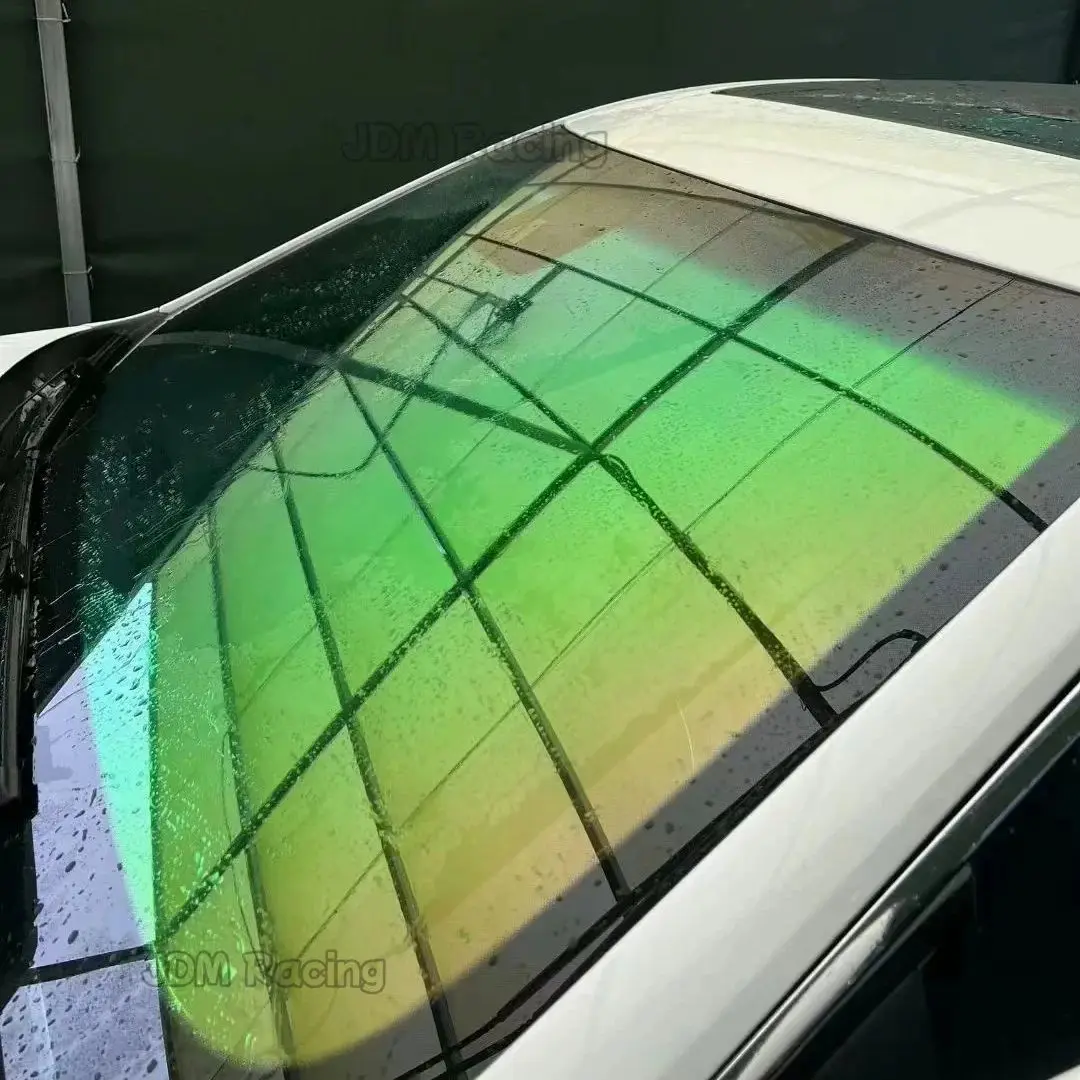 Green Chameleon Car Front Window Tint Film Alexandria satin silver car wrap vinyl wrap car body wrapping film for car stickers - Image 3